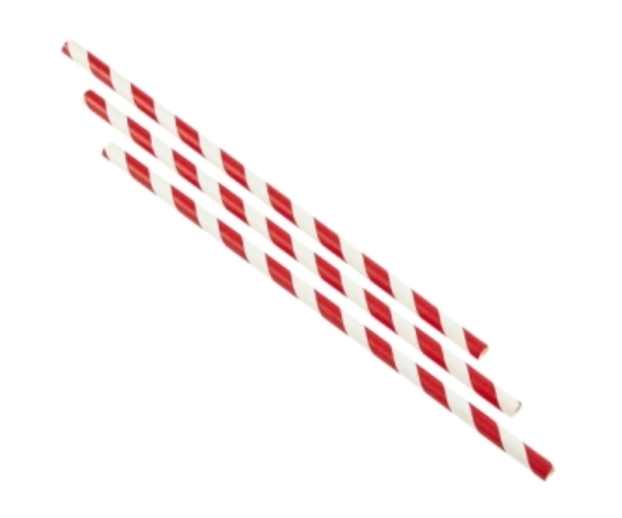 Genware Paper Straws Red and White Stripes 23cm (250pcs)
