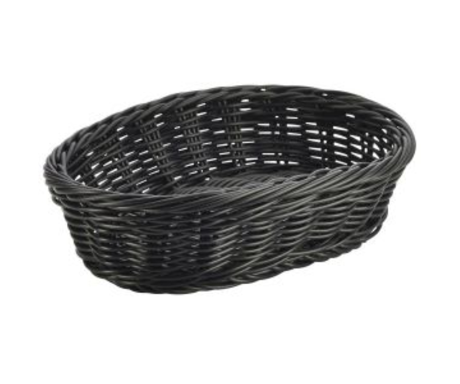 Genware Black Oval Polywicker Basket 22.5 x 15.5 x 6.5cm(Pack of 6)