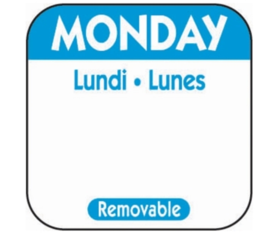 Genware 25mm Monday Removable Day Labels (1000)