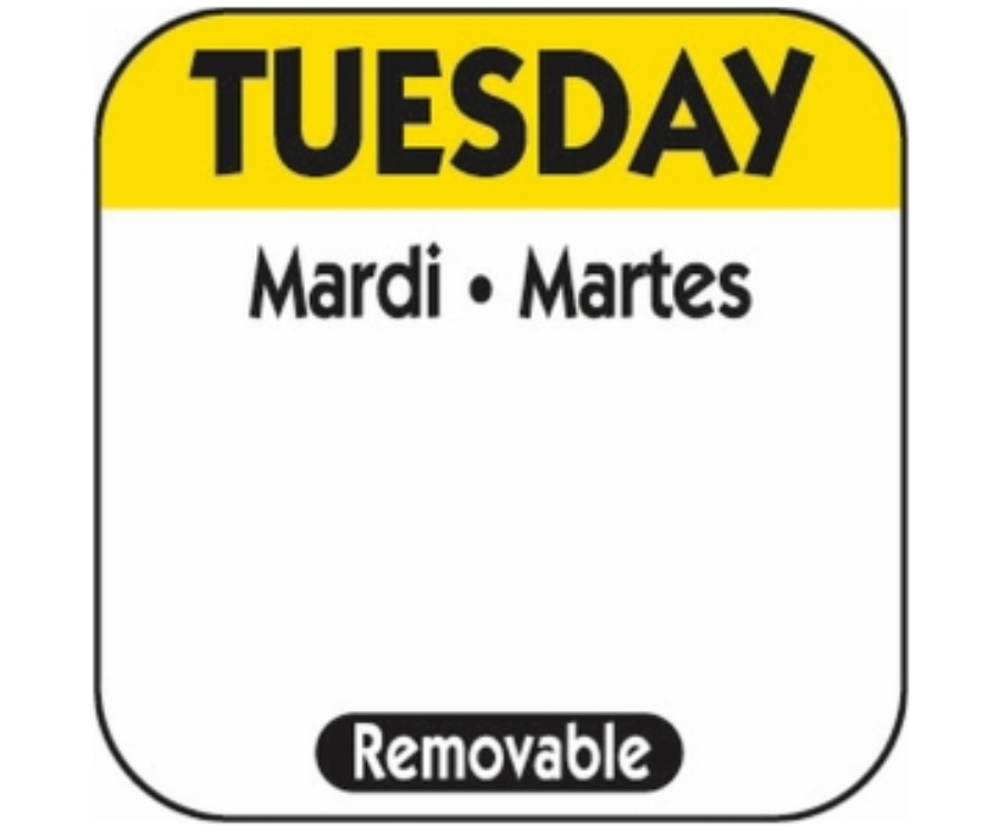 Genware 25mm Tuesday Removable Day Labels (1000)