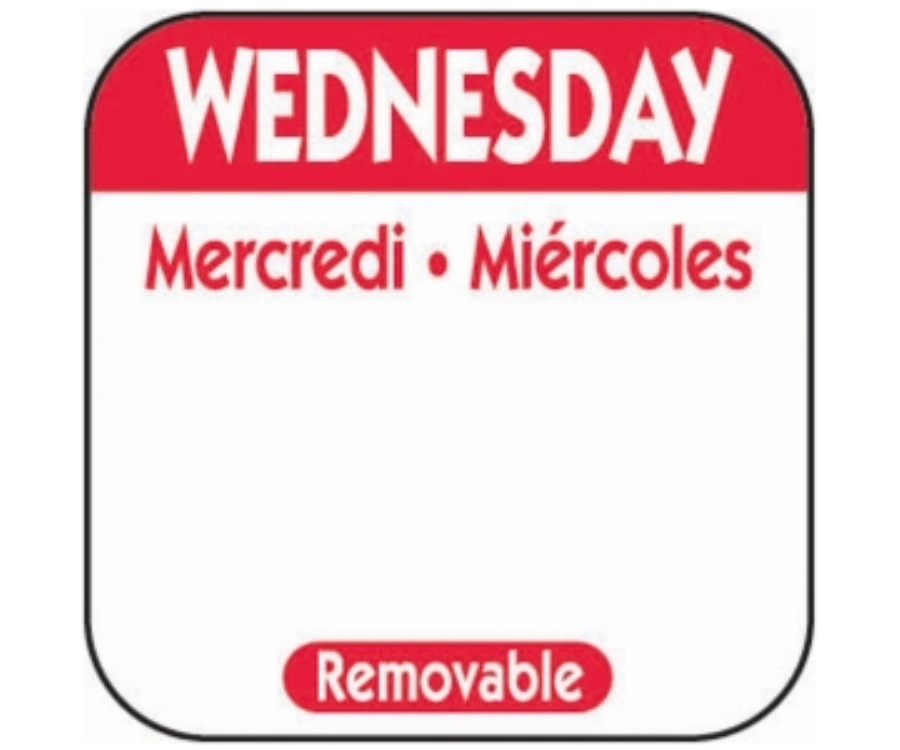 Genware 25mm Wednesday Removable Day Labels (1000)