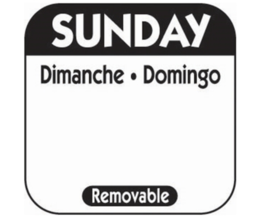 Genware 25mm Sunday Removable Day Labels (1000)