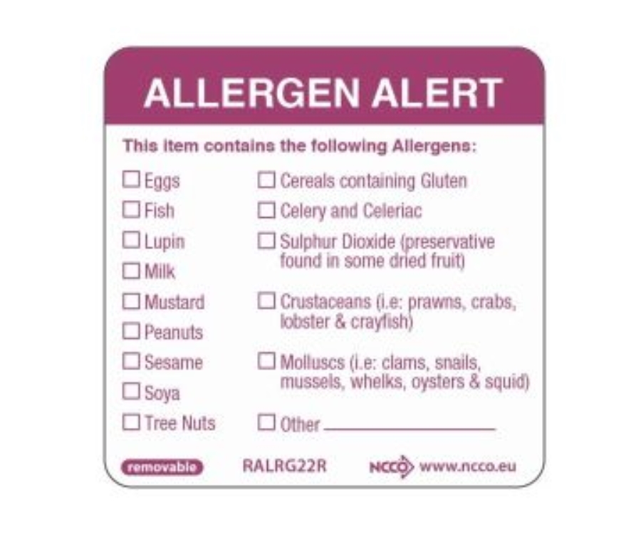 Genware 50X50mm Removable Allergen Label (500)
