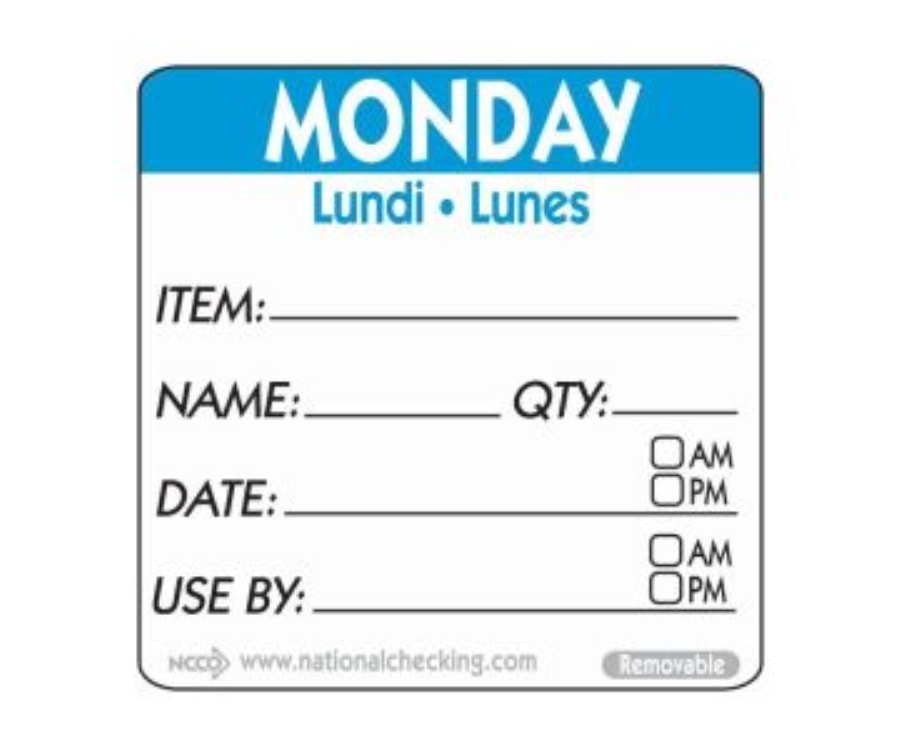 Genware 50mm Monday Removable Day Label(500)