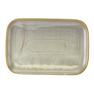 Genware Terra Porcelain Matt Grey Rectangular Plate 34.5 x 23.5cm(Pack of 6)