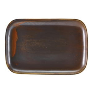 Genware Terra Porcelain Rustic Copper Rectangular Plate 34.5 x 23.5cm(Pack of 6)