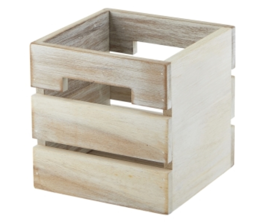 Genware White Acacia Wood Box/Riser 12x12x12cm