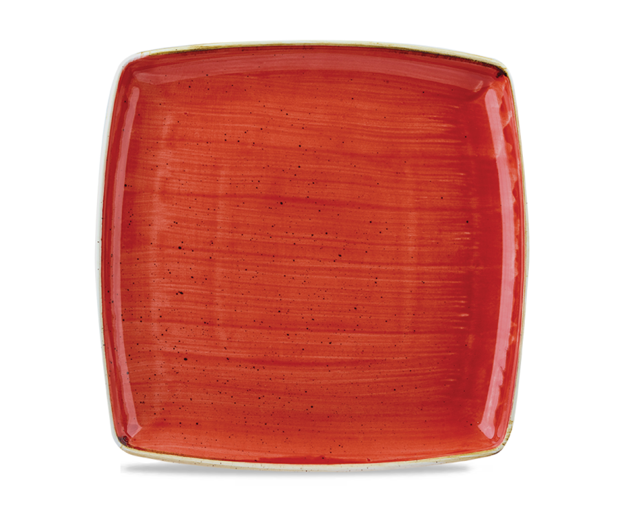 Churchill Stonecast Berry Red Deep Square Plate 10.25