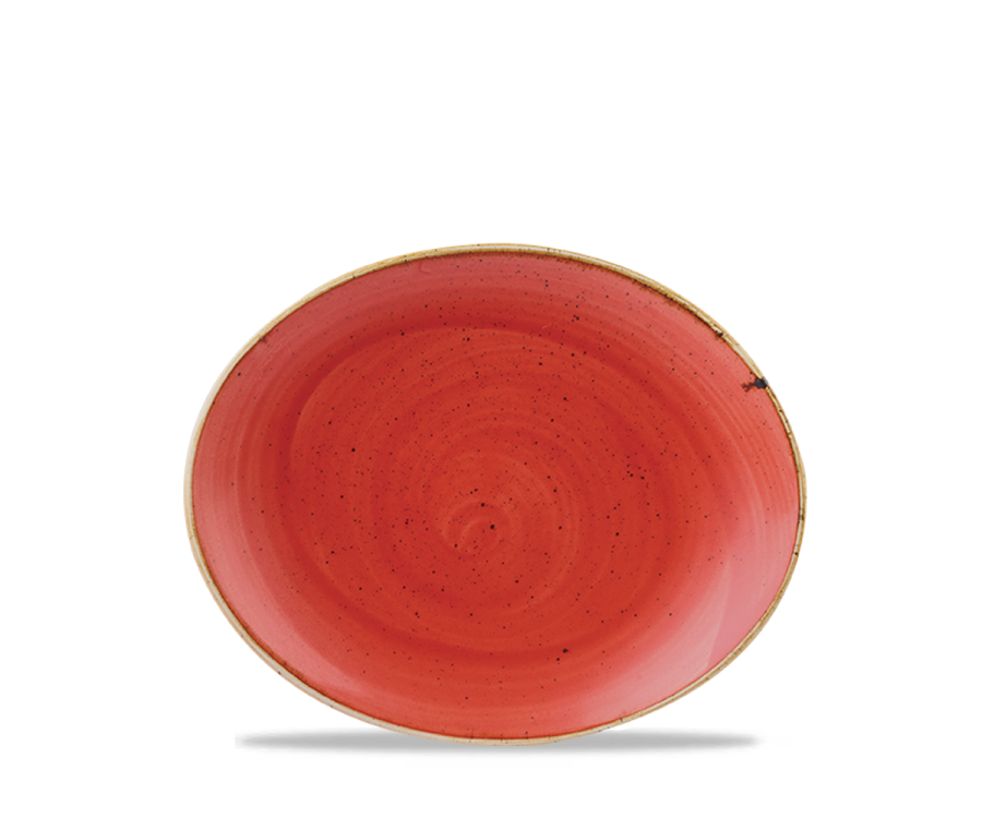 Churchill Stonecast Berry Red Orbit Oval Coupe Plate 7.75