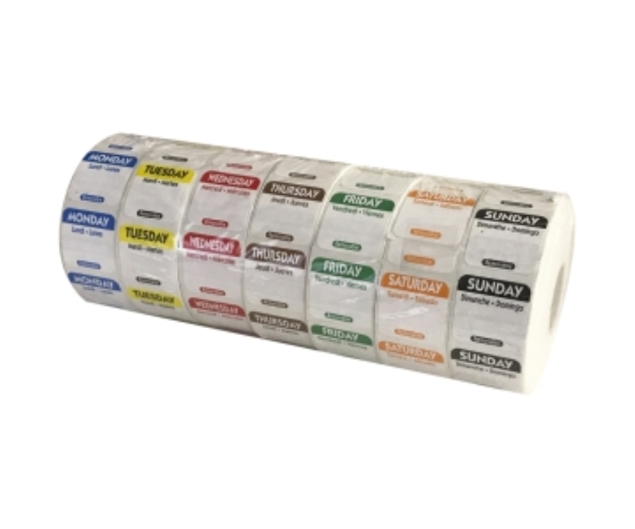 Genware 25mm 7 Days Removable Day Labels (7 x 1000)