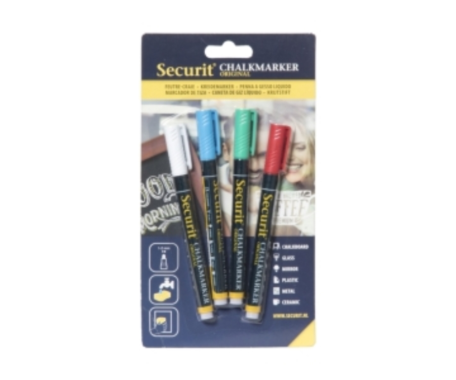 Genware Chalkmarkers 4 Colour Pack (R,G,W,Bl) Small