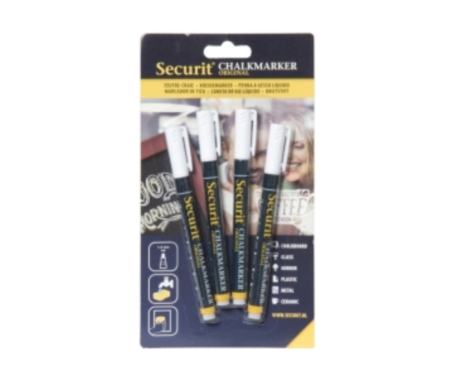 Genware Chalkmarkers 4 Pack White Small