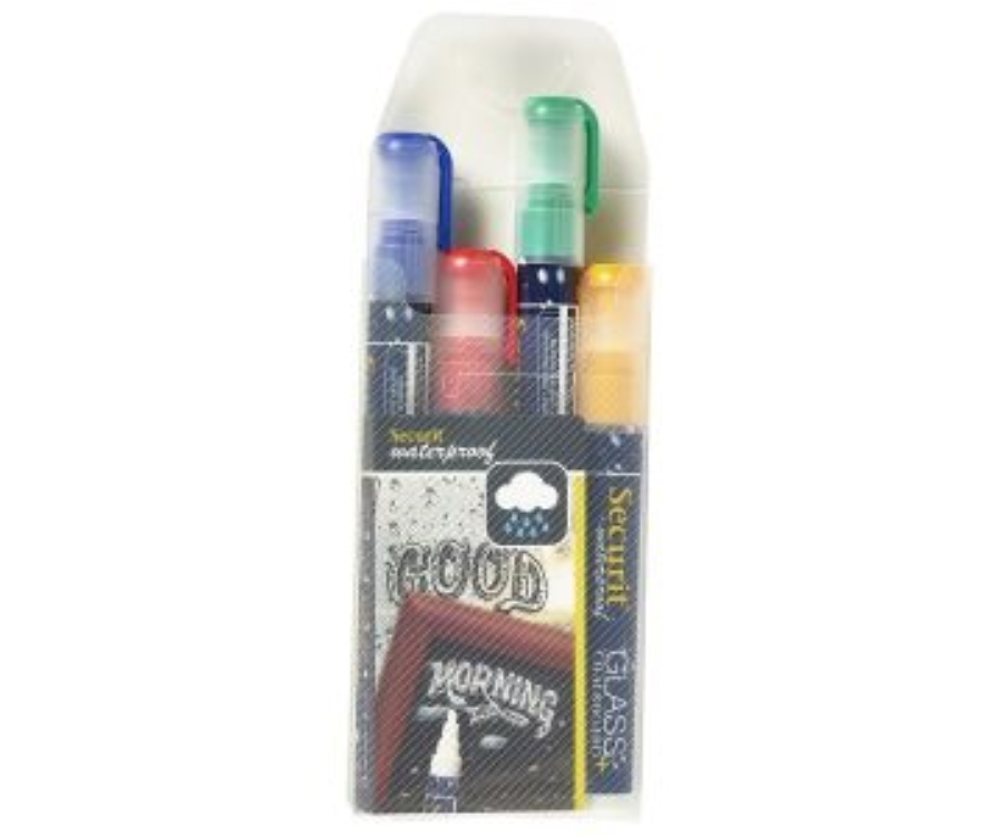 Genware Waterproof Chalk Markers 4 Colour Pack (R, G, Y, Bl) Medium