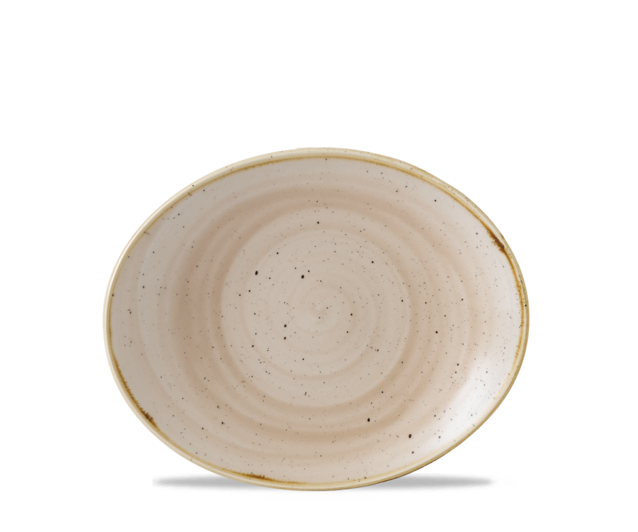 Churchill Stonecast Nutmeg Cream Orbit Oval Coupe Plate 7.75
