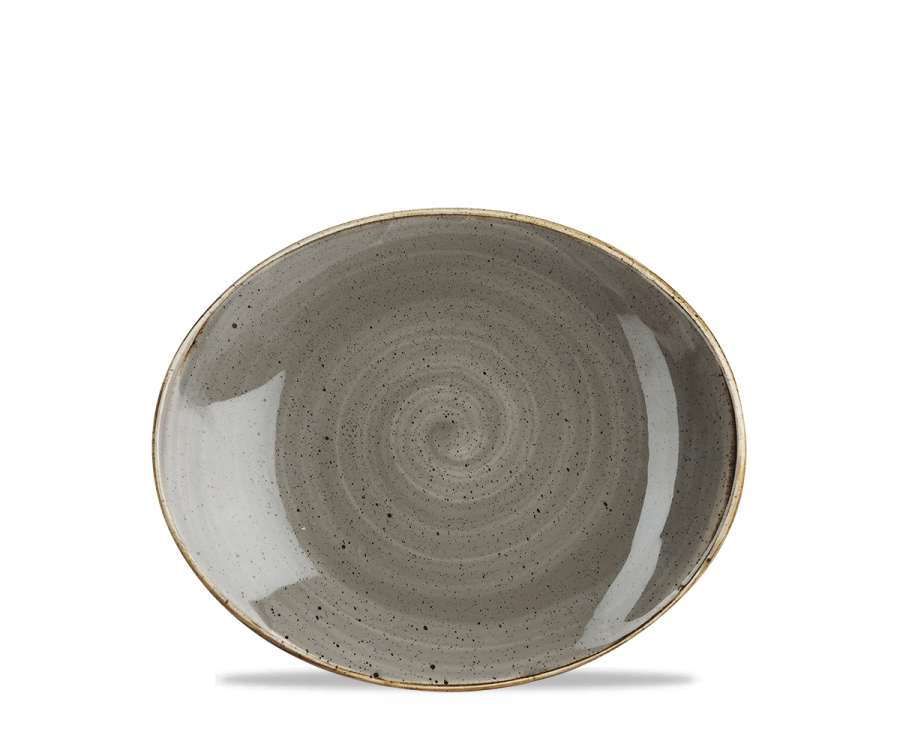 Churchill Stonecast Grey Orbit Oval Coupe Plate 7.75