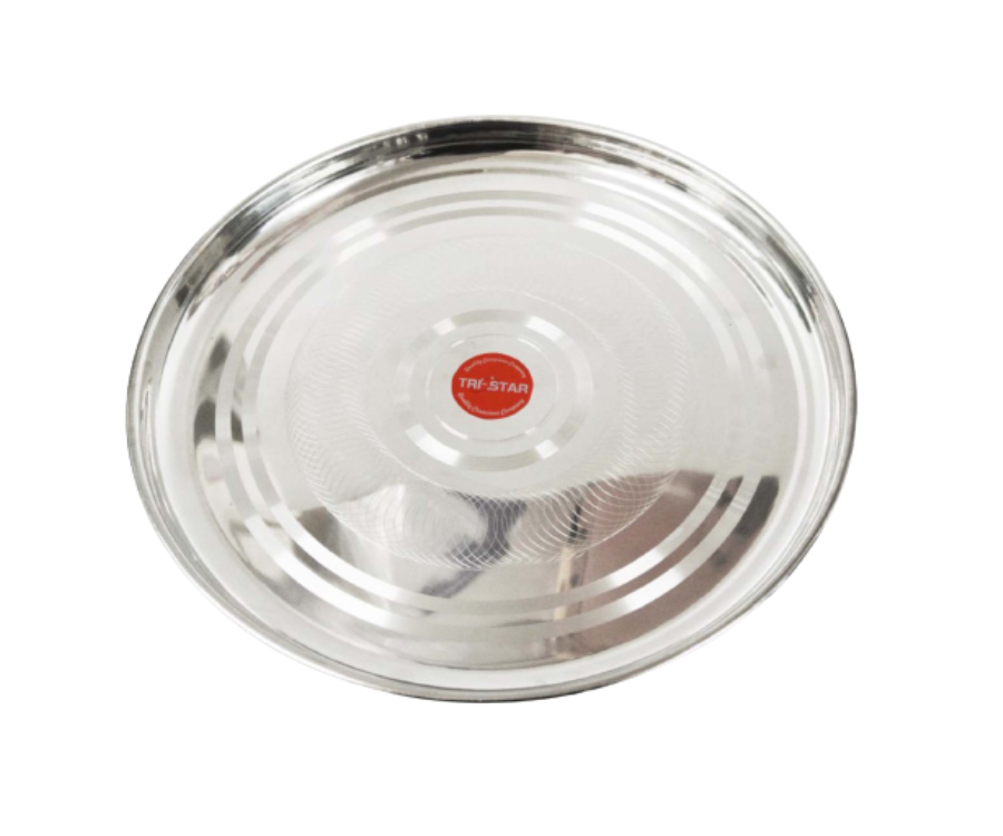 Deep Round Serving Tray Stainless Steel 50cm