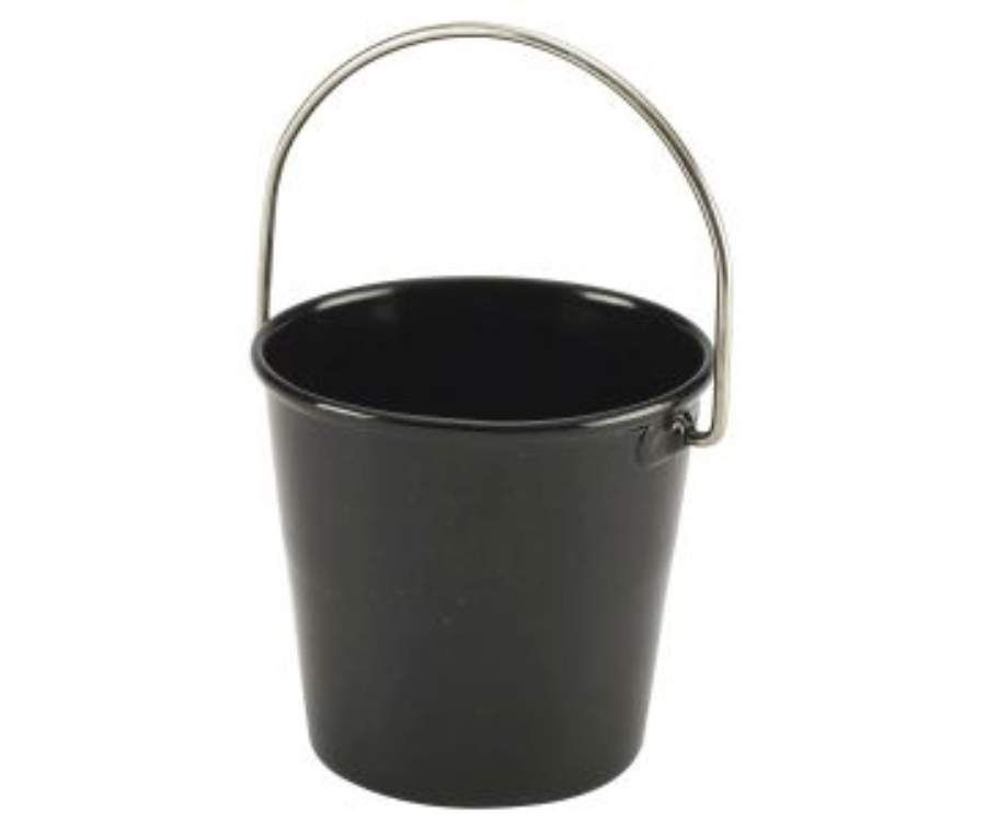 Genware Stainless Steel Miniature Bucket 4.5cm Dia Black(Pack of 24)
