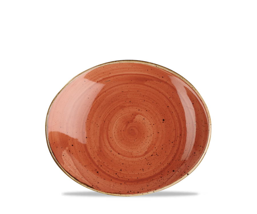 Churchill Stonecast Orange Oval Coupe Plate 7.75