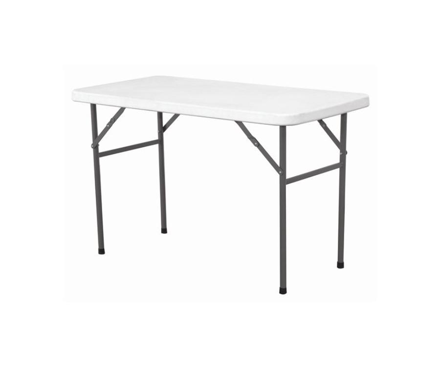 Genware Solid Top Folding Table 4' White HDPE