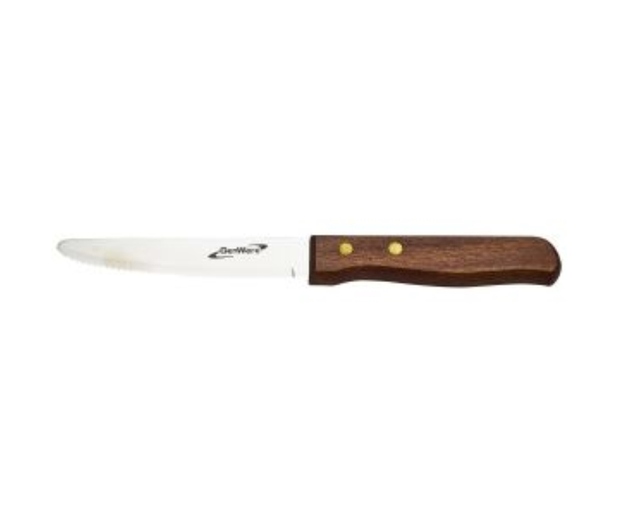 Genware Steak Knife Large - Dark Wood Handle (Pack of 12)