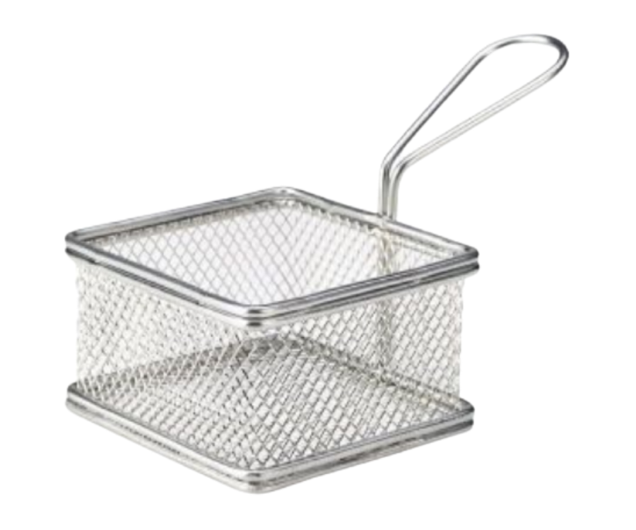 Genware Serving Fry Basket Square 9.5X9.5X6cm(Pack of 6)