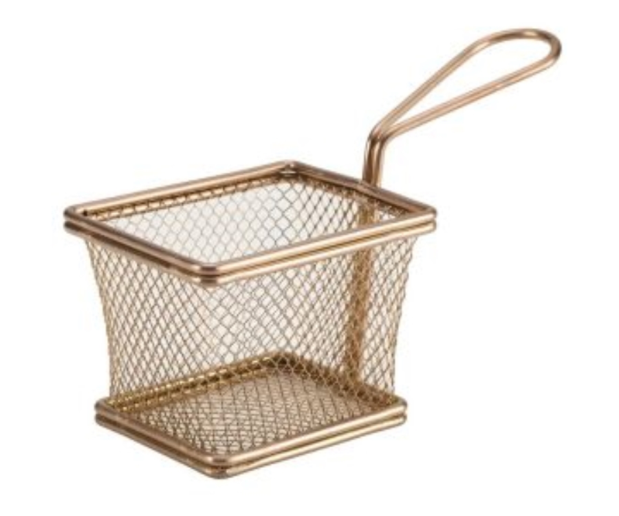 Genware Copper Serving Fry Basket Rectangular 10 x 8 x 7.5cm(Pack of 6)