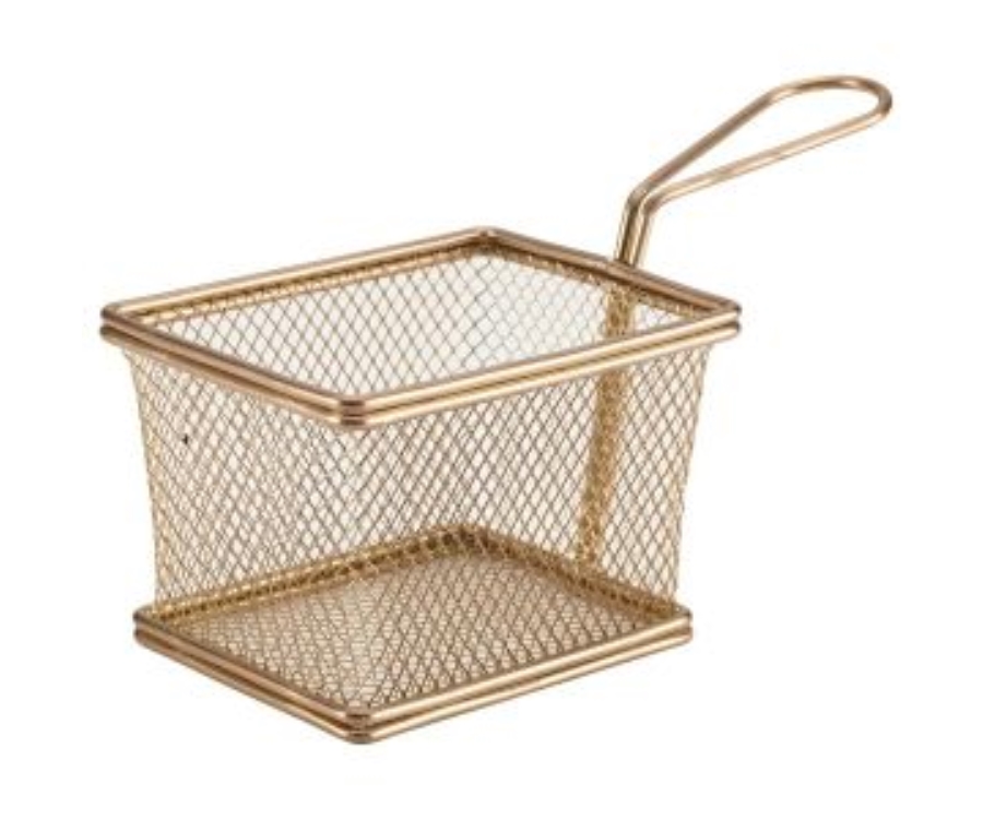 Genware Copper Serving Fry Basket Rectangular 12.5 x 10 x 8.5cm(Pack of 6)