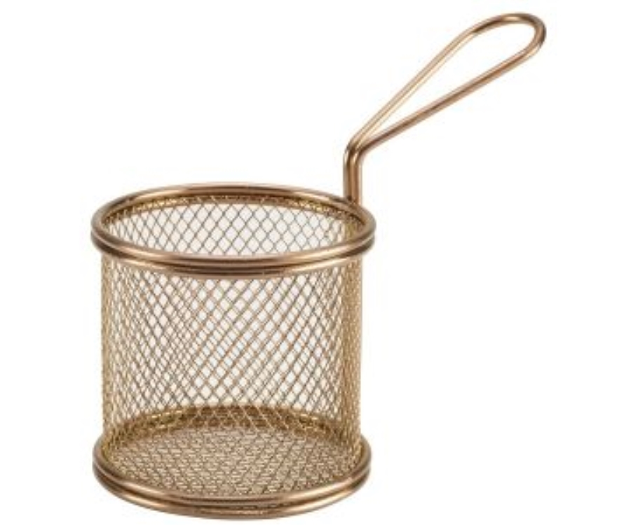 Genware Copper Serving Fry Basket Round 9.3 x 9cm(Pack of 6)