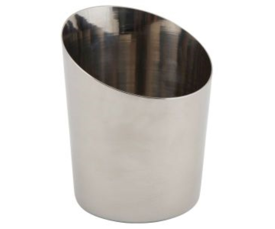 Genware Stainless Steel Angled Cone 9.5 x 11.6cm (Dia x H)(Pack of 12)