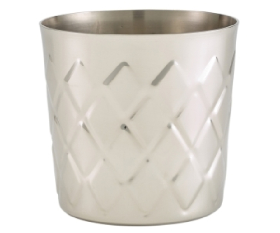 Genware Diamond Pattern Stainless Steel Serving Cup 8.5 x 8.5cm(Pack of 12)