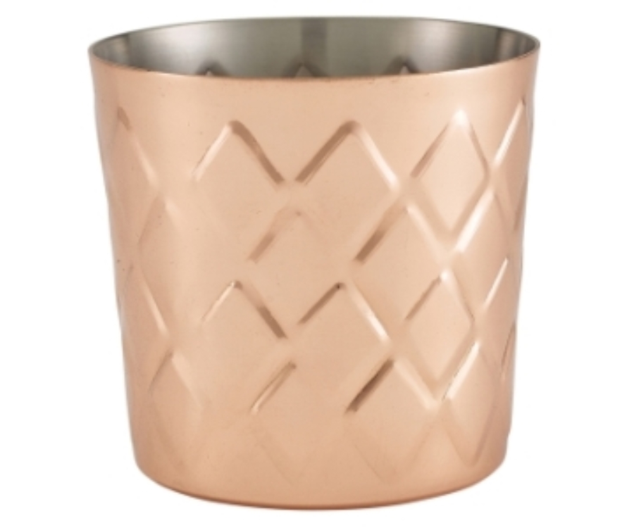 Genware Diamond Pattern Copper Plated Serving Cup 8.5 x 8.5cm(Pack of 12)