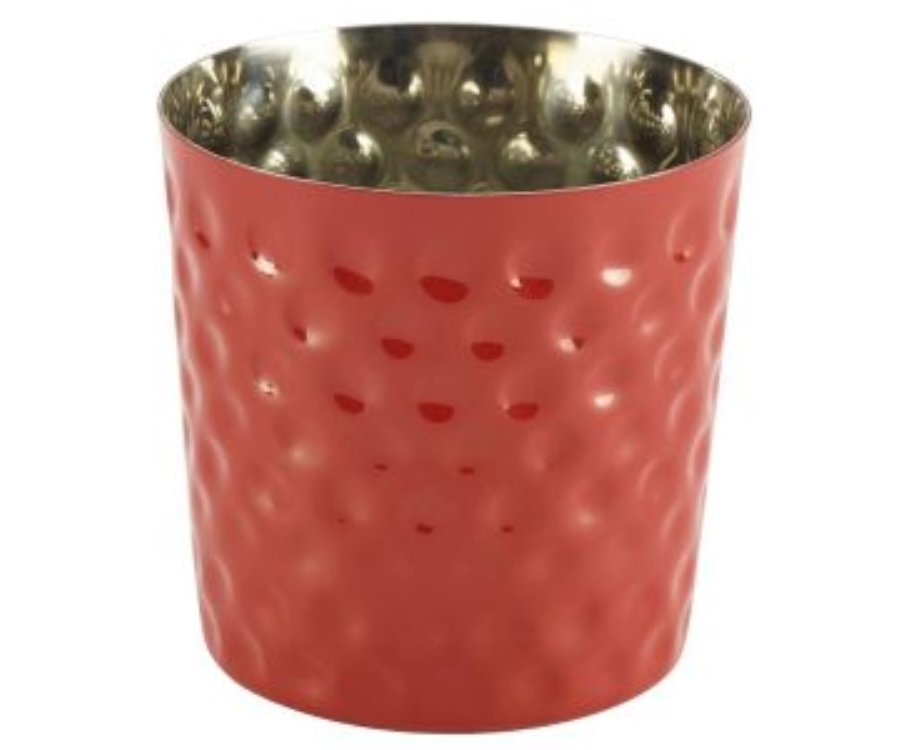 Genware Red Hammered Stainless Steel Serving Cup 8.5 x 8.5cm(Pack of 12)