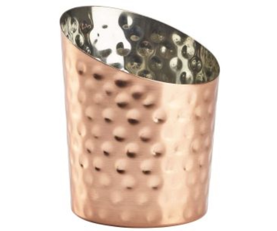 Genware Hammered Copper Plated Angled Cone 9.5 x 11.6cm (Dia x H)(Pack of 12)