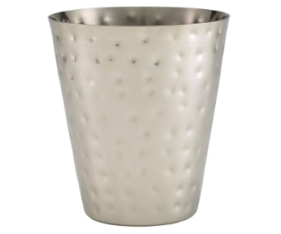 Genware Hammered Stainless Steel Conical Serving Cup 9 x 10cm(Pack of 12)