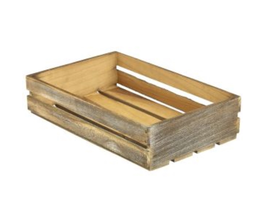 Genware Wooden Crate Dark Rustic Finish 35 x 23 x 8cm