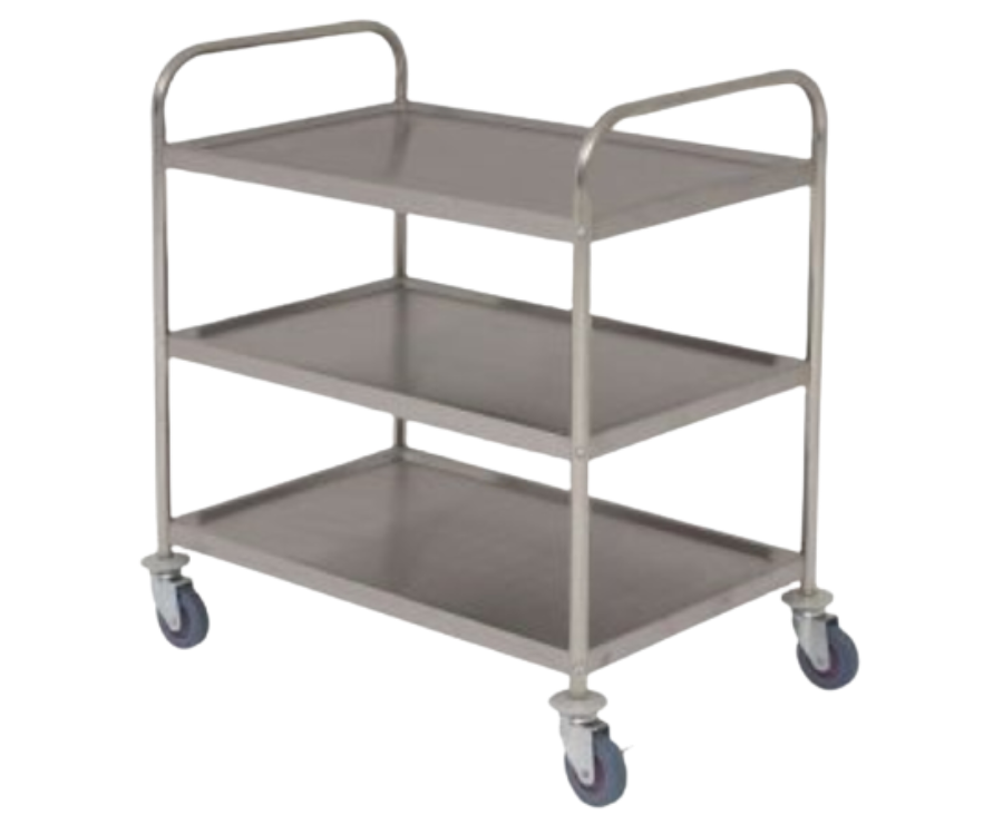 Genware Stainless Steel Trolley 85.5L X 53.5W X 93.3H 3 Shelves
