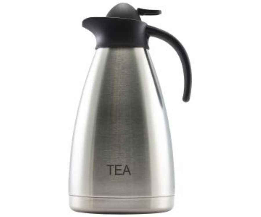 Genware Tea Inscribed Stainless Steel Contemporary Vac. Jug 2.0