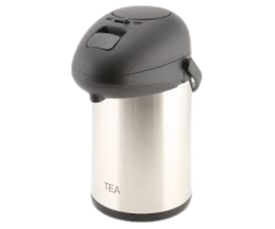 Genware Tea Inscribed Stainless Steel Vacuum Pump Pot 2.5L