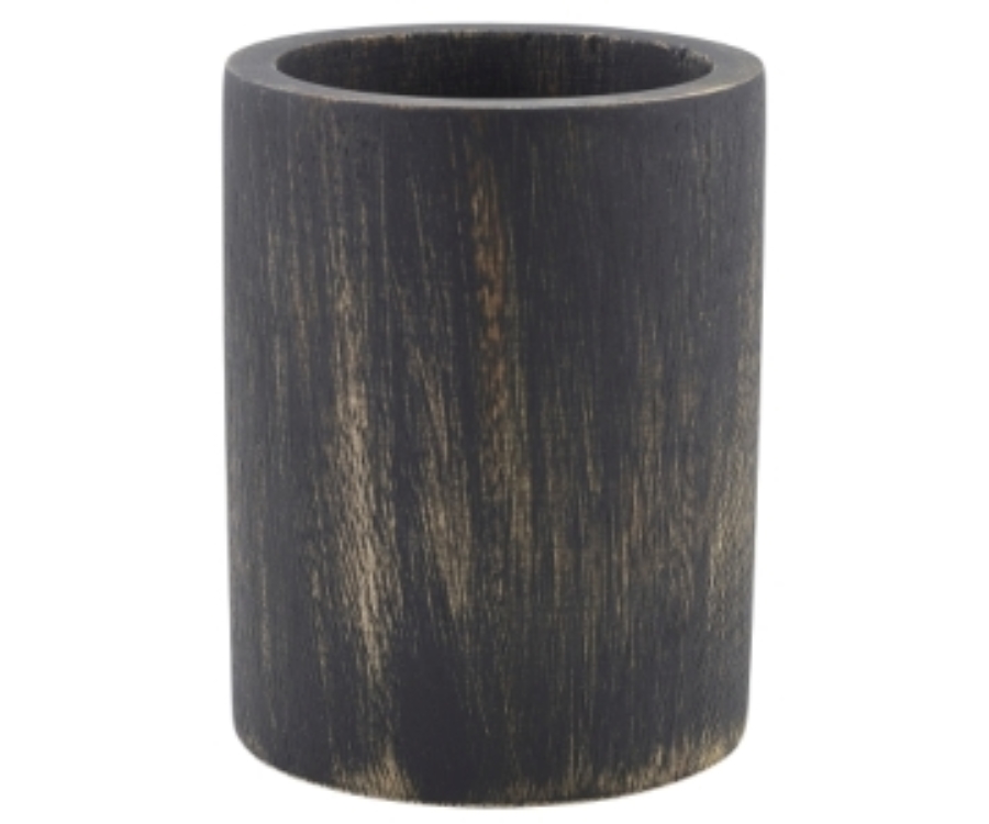 GenWare Black Wash Acacia Wood Cutlery Cylinder
