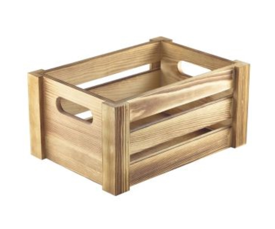 Genware Wooden Crate Rustic Finish 22.8x16.5x11cm