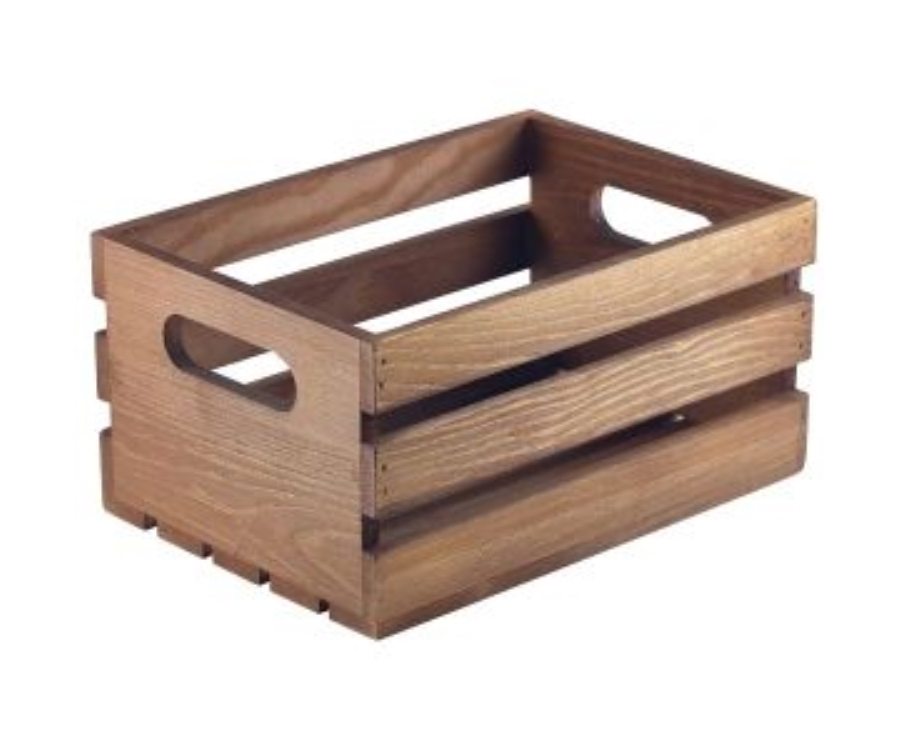 Genware Wooden Crate Dark Rustic Finish 21.5x15x10.8cm