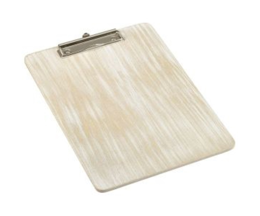 Genware White Wash Wooden Menu Clipboard A4 24x32x0.6cm