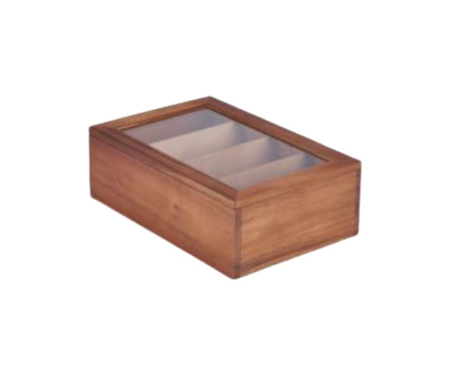 Genware Acacia Wood Tea Box 30X20X10cm