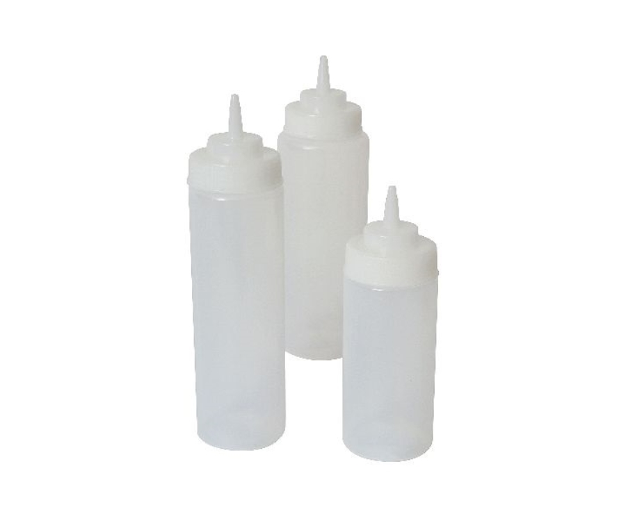 Genware Squeeze Bottle Wide Neck Clear 16oz/47cl(Pack of 6)