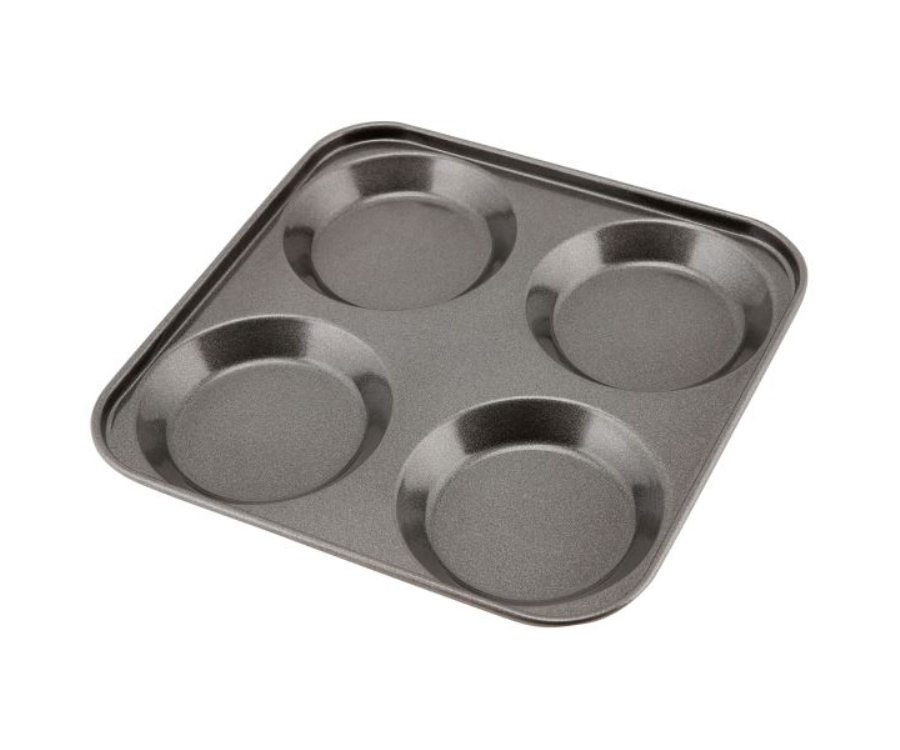Genware Carbon Steel Non-Stick 4 Cup York. Pudd Tray